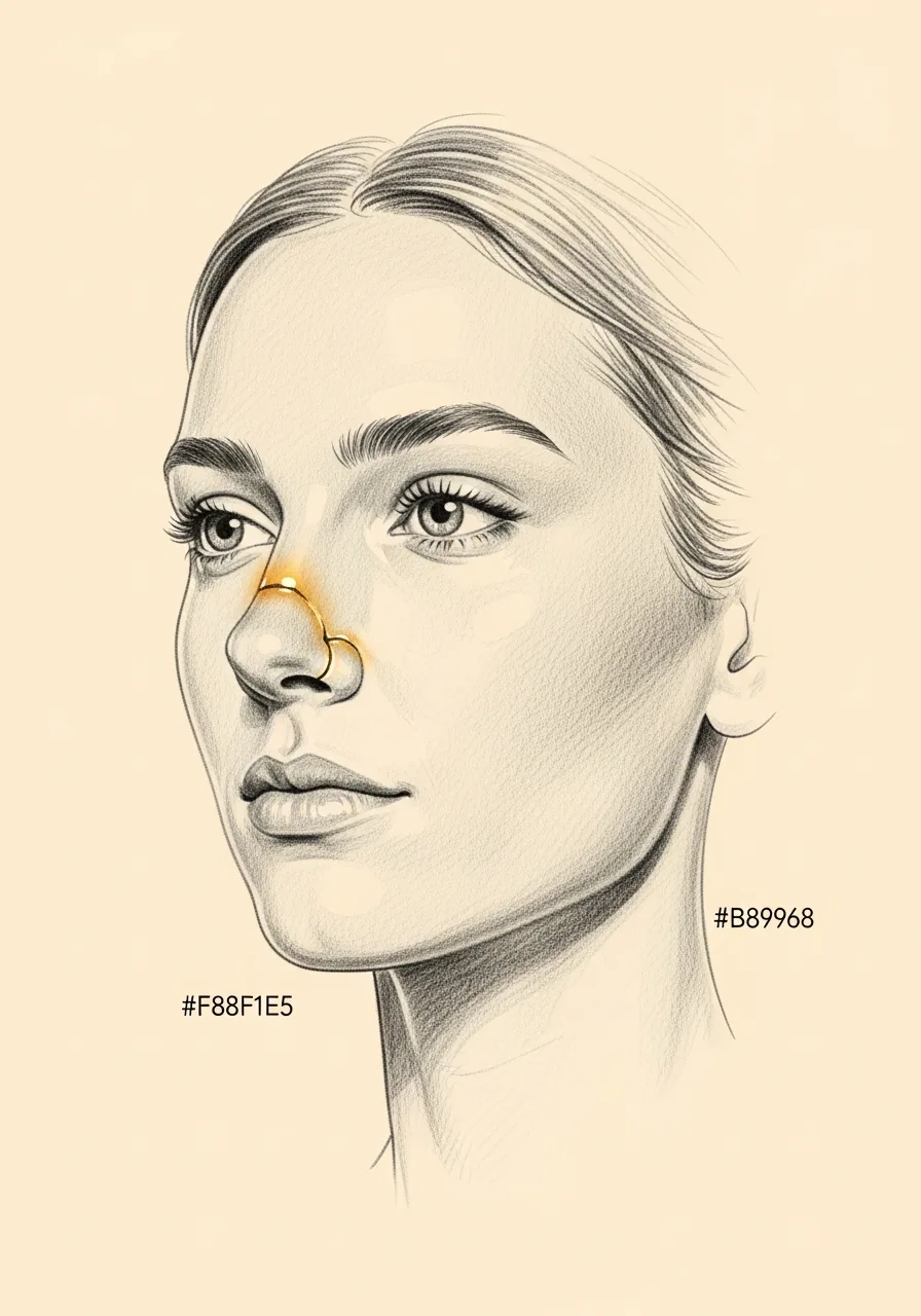 Editorial pencil-sketch portrait — post-traumatic nasal fracture