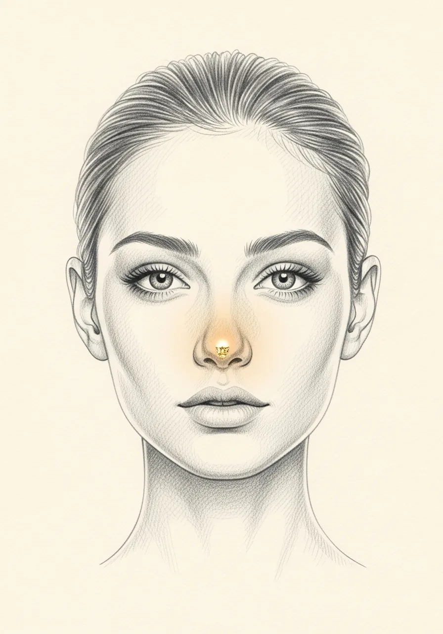 Editorial pencil-sketch portrait — clinical evaluation of nasal septal perforation