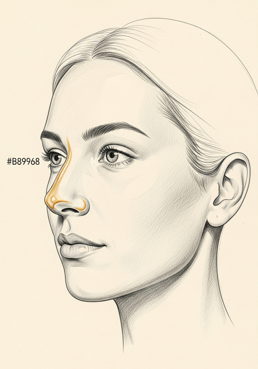 Editorial pencil-sketch portrait — combined functional and cosmetic refinement