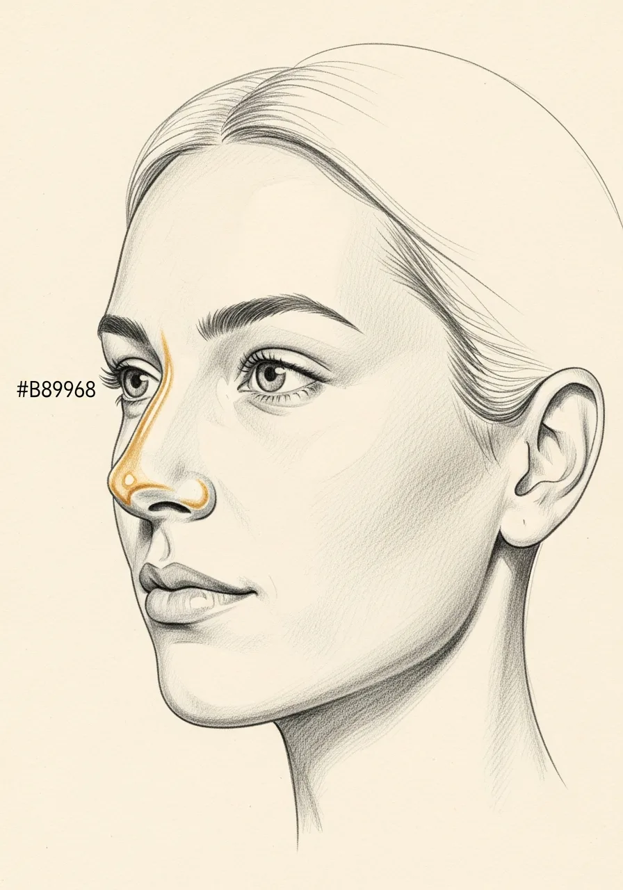 Editorial pencil-sketch portrait — combined functional and cosmetic refinement