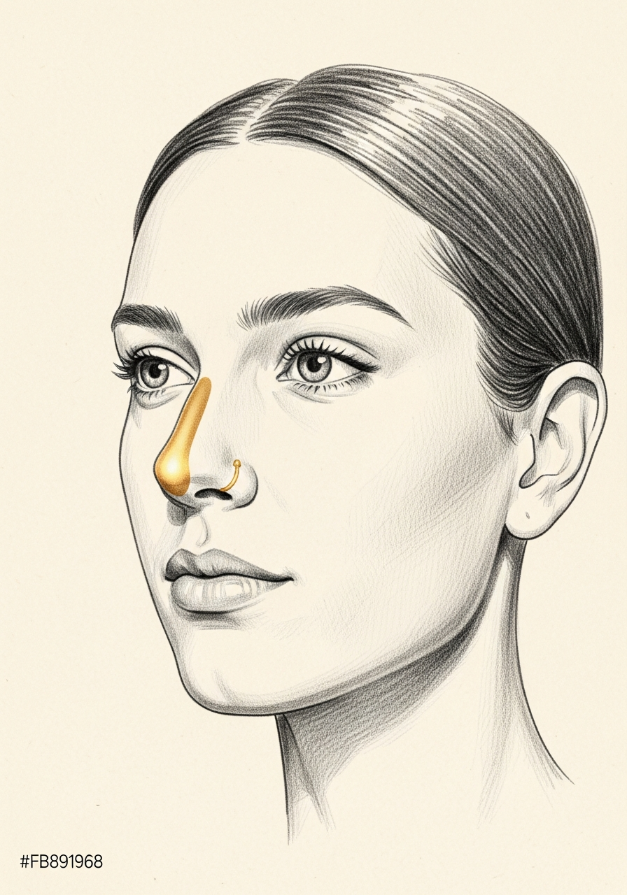 Editorial pencil-sketch portrait — improved nasal airflow after turbinate reduction