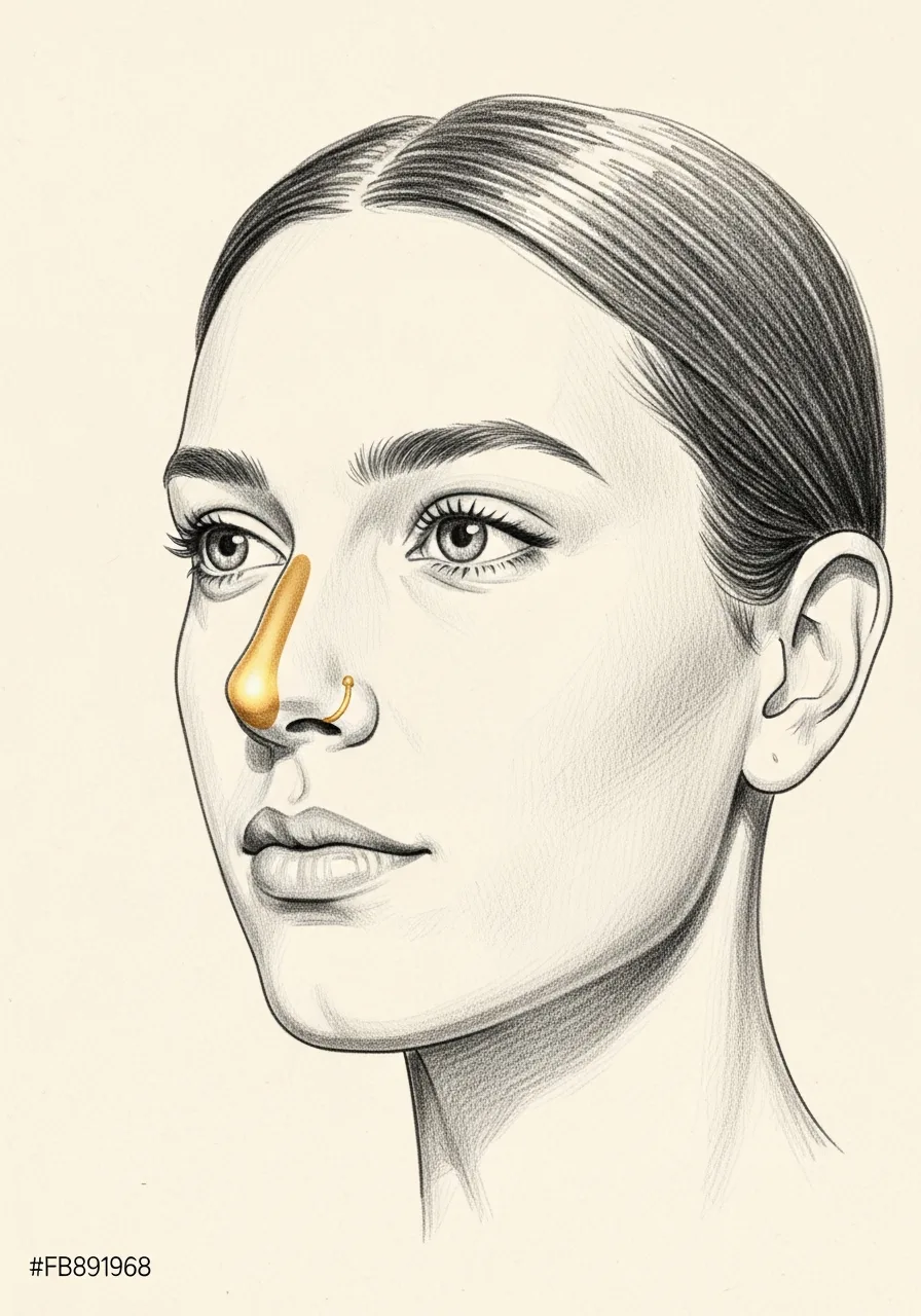 Editorial pencil-sketch portrait — improved nasal airflow after turbinate reduction