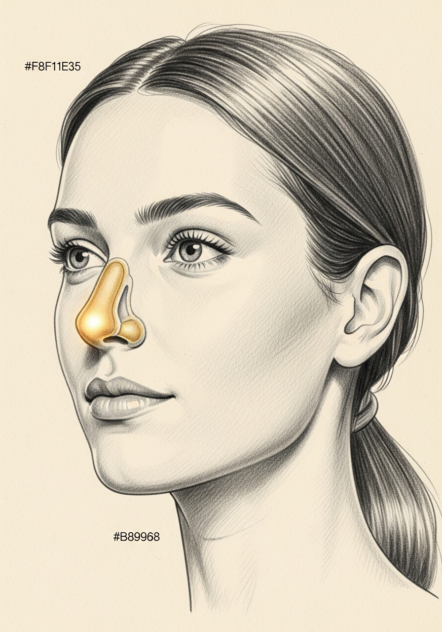 Editorial pencil-sketch portrait — clear nasal airway after in-office Vivaer remodeling