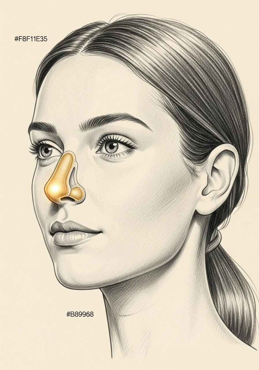 Editorial pencil-sketch portrait — clear nasal airway after in-office Vivaer remodeling