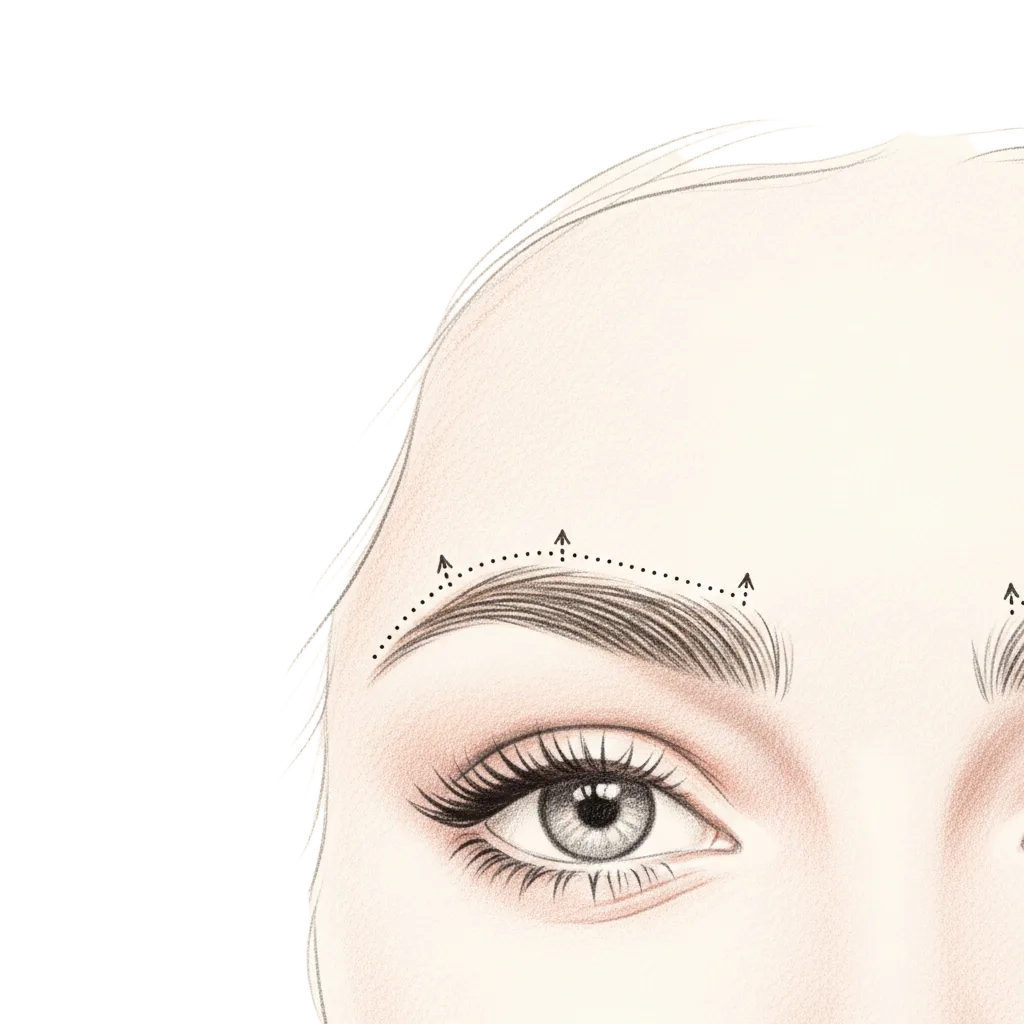 Pencil-sketch diagram — Endoscopic Full Brow Elevation