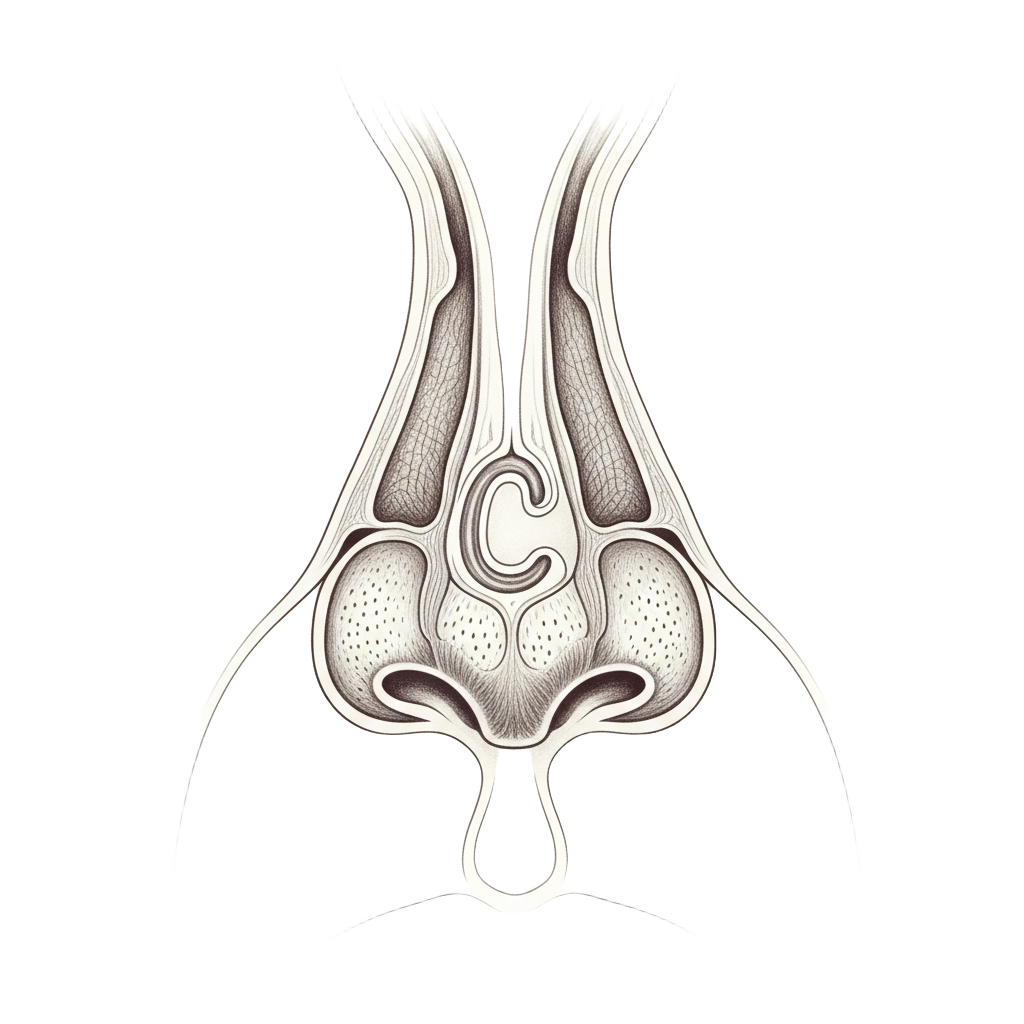 Pencil-sketch diagram — Closed Endonasal