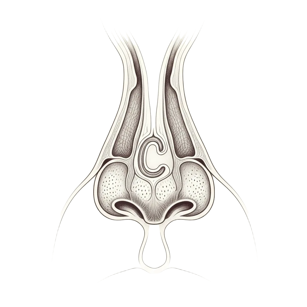 Pencil-sketch diagram — Endoscopic Endonasal
